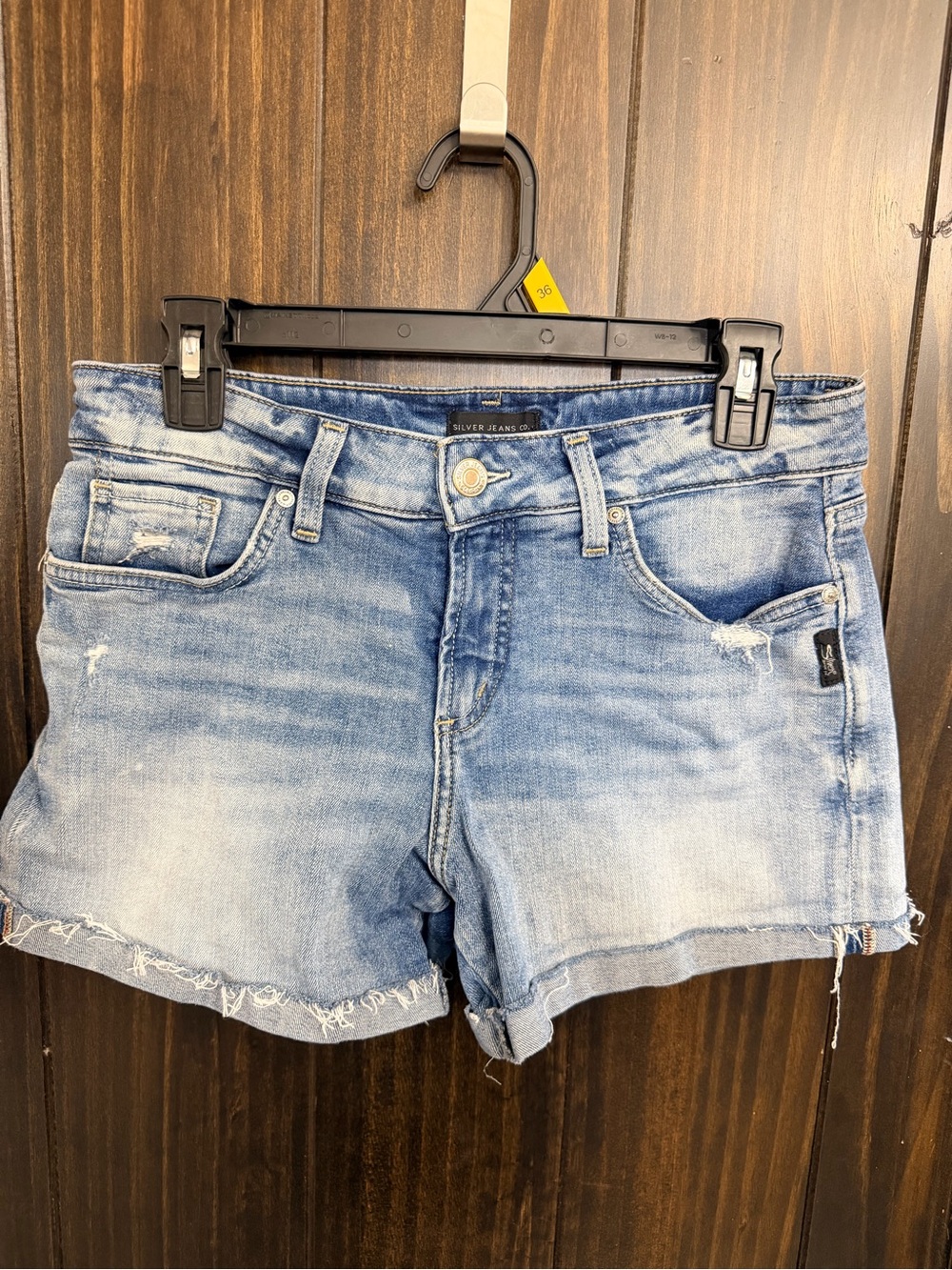 Silver Jeans Light Wash Frayed Hem Denim Shorts- Suki Shorts-Size:27 - Picture 2 of 6